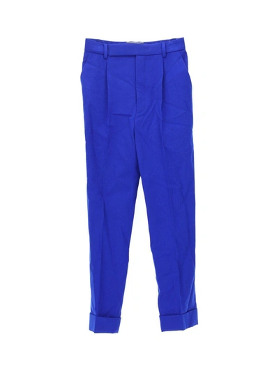 Saint Laurent High Waist Tailored Pants In Blue