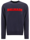 Balmain Navy Retro Flocked Sweatshirt In Blue