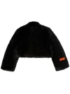 Heron Preston Faux-fur Cropped Jacket In Black