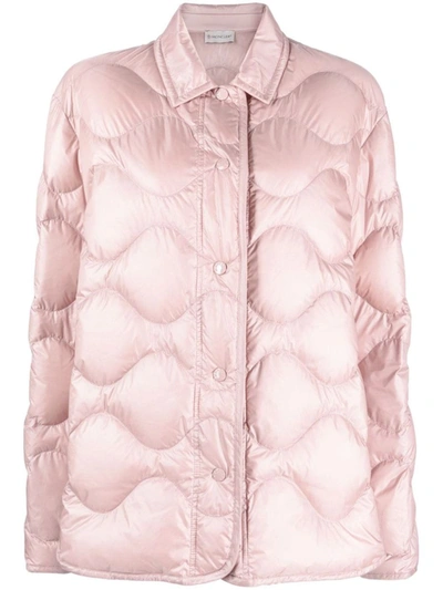 Moncler Quilted Puffer Jacket In Pink