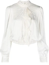 Twinset Floral-lace Pleated Blouse In White