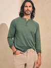 Faherty Cloud Cotton Long-sleeve Henley T-shirt (tall) In Deep Fern Heather