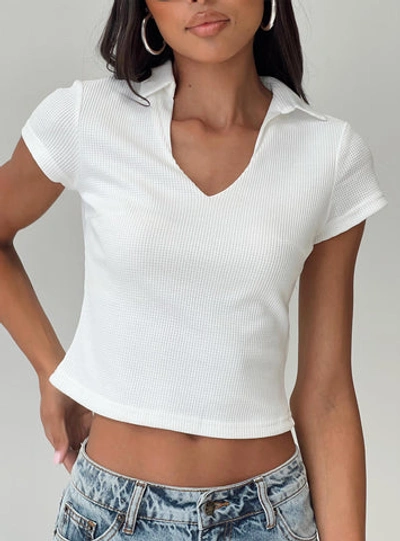 Princess Polly Lower Impact Amorette Polo Top In White