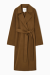 Cos Belted Double-faced Wool Coat In Beige