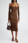 Jacquemus La Robe Sierra Long-sleeve Dress In Brown