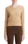 VINCE V-NECK WOOL & CASHMERE CROP SWEATER