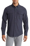 Mizzen + Main City Trim Fit Stretch Flannel Button-down Shirt In Blue