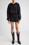 OFF-WHITE FOR ALL BOOK LONG SLEEVE HOODED COTTON SWEATSHIRT MINIDRESS