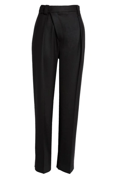Victoria Beckham Wrap-front Straight-leg Trousers In Black