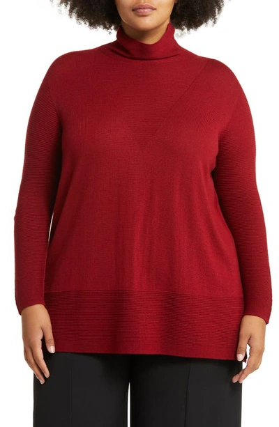 Marina Rinaldi Oversize Wool Blend Mock Neck Sweater In Red