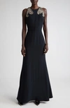 ALEXANDER MCQUEEN CRYSTAL EMBELLISHED SLEEVELESS TRUMPET GOWN