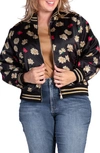 S AND P STANDARDS & PRACTICES NAOS FLORAL SATIN BOMBER JACKET
