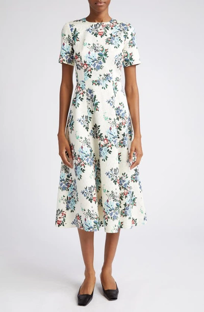 Adam Lippes Eloise Floral Matelassé Fit & Flare Dress In Multi