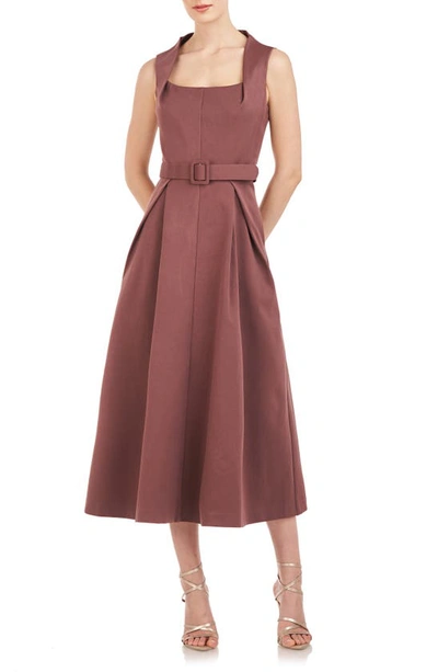 Kay Unger Women's Lucielle Faille Tea-length Dress In Mink