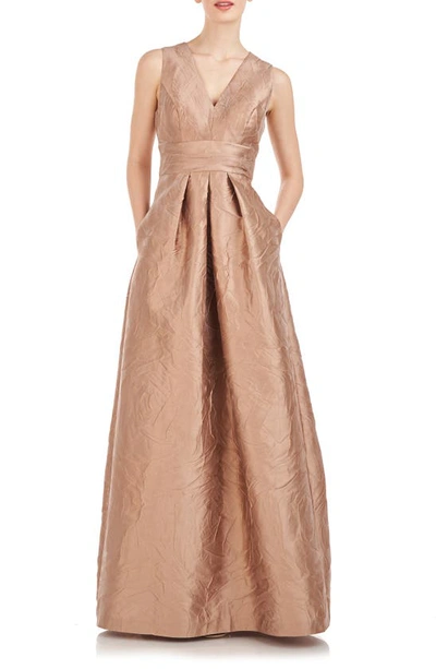 Kay Unger Women's Mariah Jacquard Textured Gown In Champagne