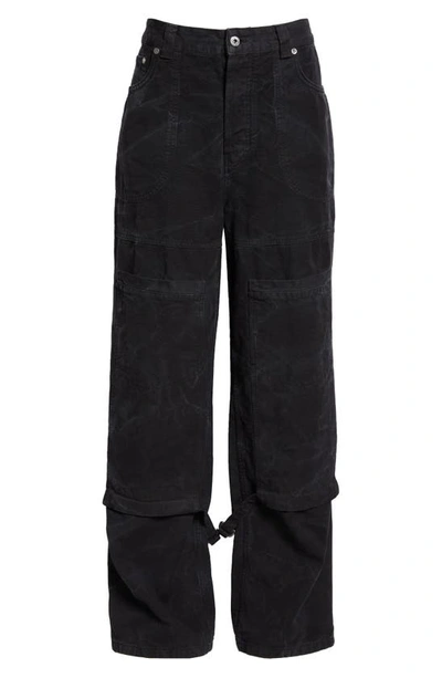 Off-white Wide-leg Garment-dyed Cotton-canvas Trousers In Black