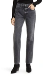 Slvrlake Hero Distressed High-rise Straight-leg Jeans In Black Coal