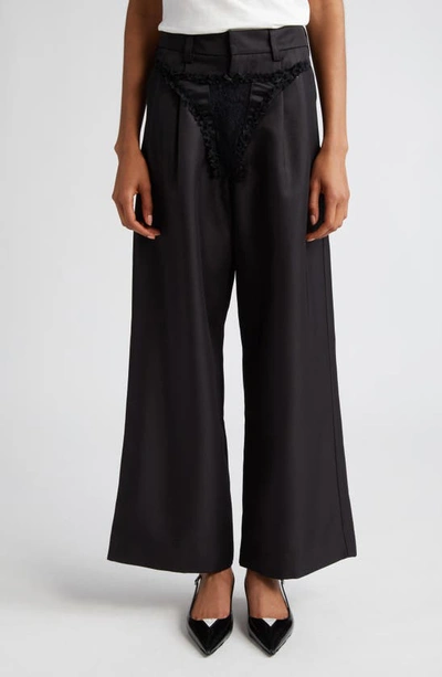 Vaquera Lace-up Wide-leg Trousers In Black