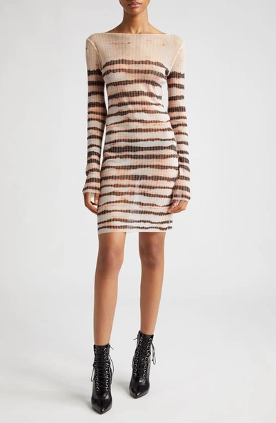 Jean Paul Gaultier Stripe-print Crew-neck Dress In Beige