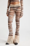 Jean Paul Gaultier Stripe-print Flared Trousers In Ecru/ Brown