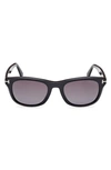 Tom Ford Kendel 54mm Square Sunglasses In Shiny Black / Gradient Smoke