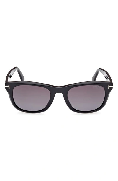 Tom Ford Kendel 54mm Square Sunglasses In Shiny Black / Gradient Smoke