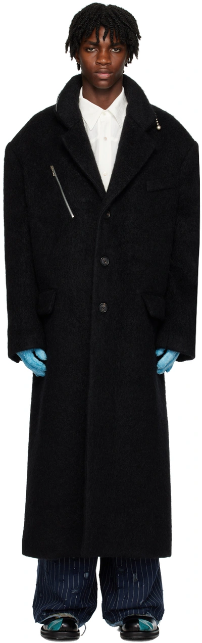 Acne Studios Brushed-effect Single-breasted Coat In Black