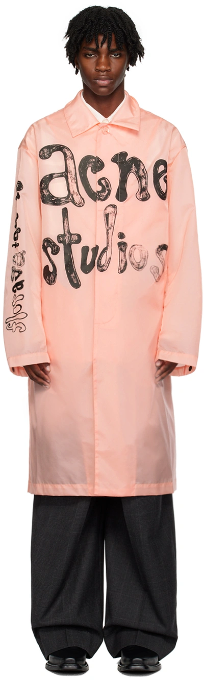 Acne Studios Nylon Logo Coat In Pink