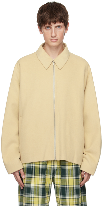 Acne Studios Wool Zipper Jacket In Ae6 Oat Beige