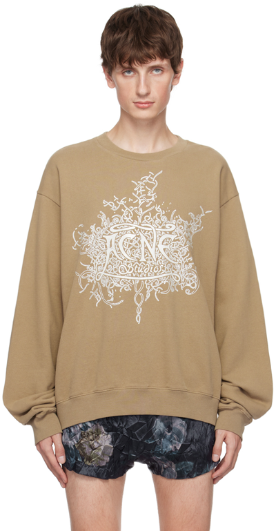 Acne Studios Glow In The Dark Logo Sweater In Beige