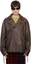 ACNE STUDIOS BROWN LACED LEATHER JACKET