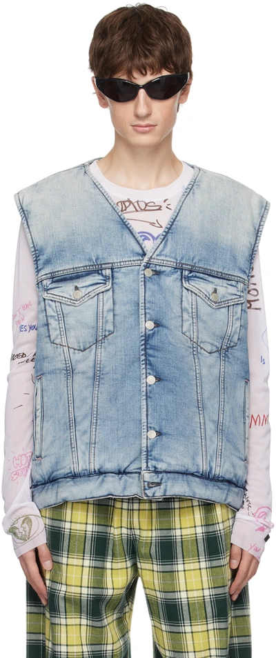 Acne Studios Denim Padded Waistcoat In Light Blue