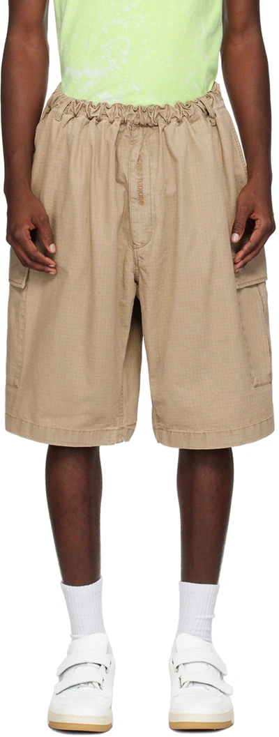 Acne Studios Beige Embroidered Shorts In Ae5 Cold Beige