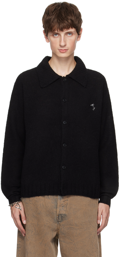 Acne Studios Black Spread Collar Cardigan In 900 Black
