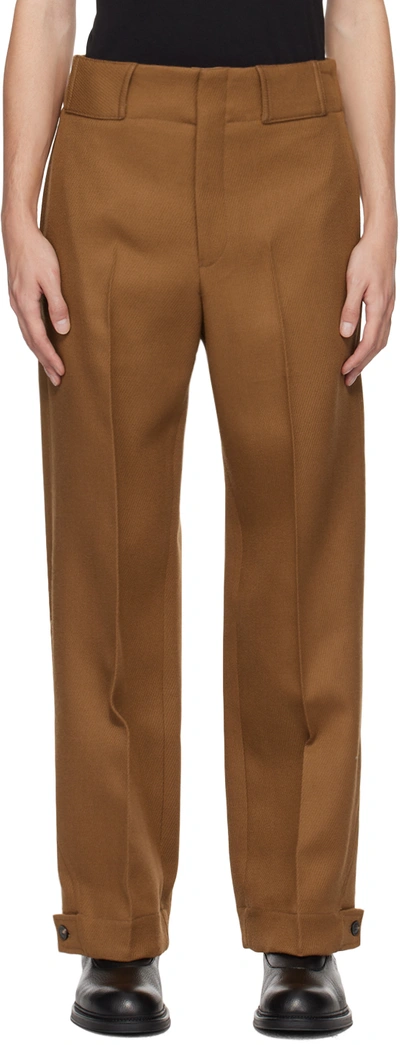 Emporio Armani Brown Creased Trousers In Nutty Brown