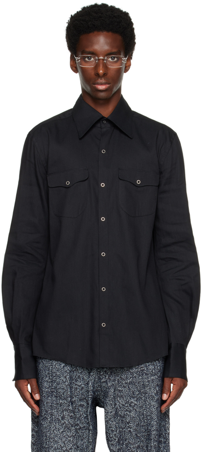 Kozaburo Black Slim-fit Shirt