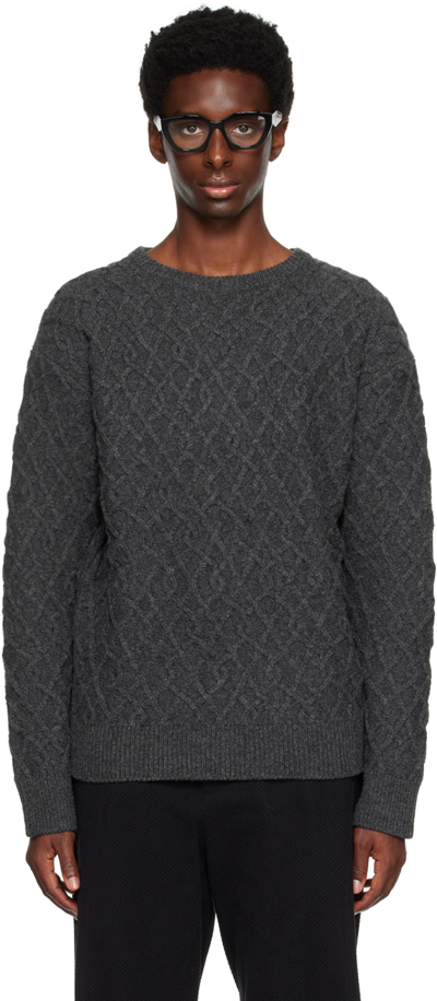 Kozaburo Gray Crewneck Sweater In Charcoal