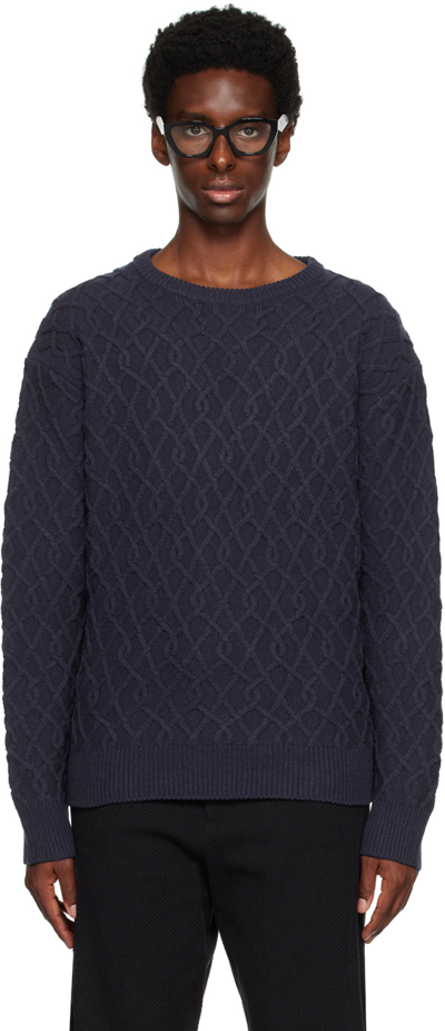 Kozaburo Navy Crewneck Sweater