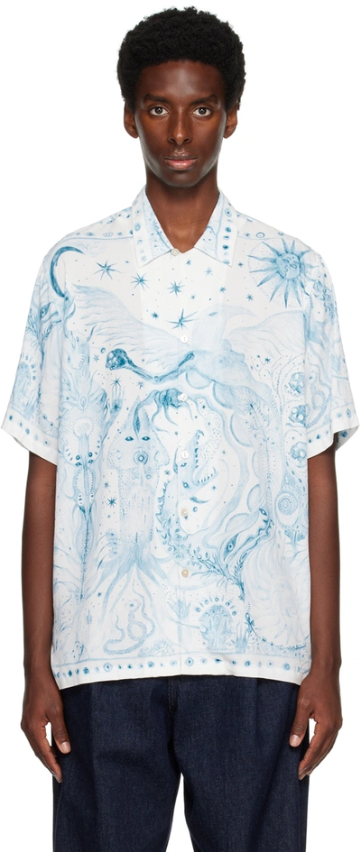 Endless Joy Blue Nekyia Shirt In White/blue