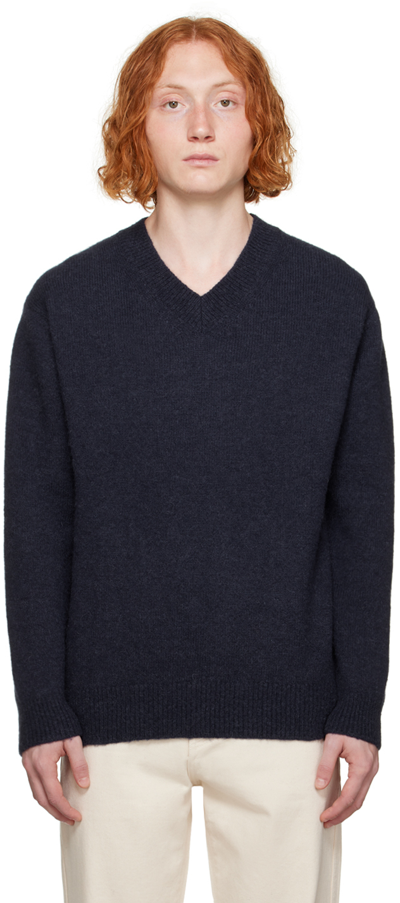 Pottery Navy V-neck Jumper In Dn Dark Navy