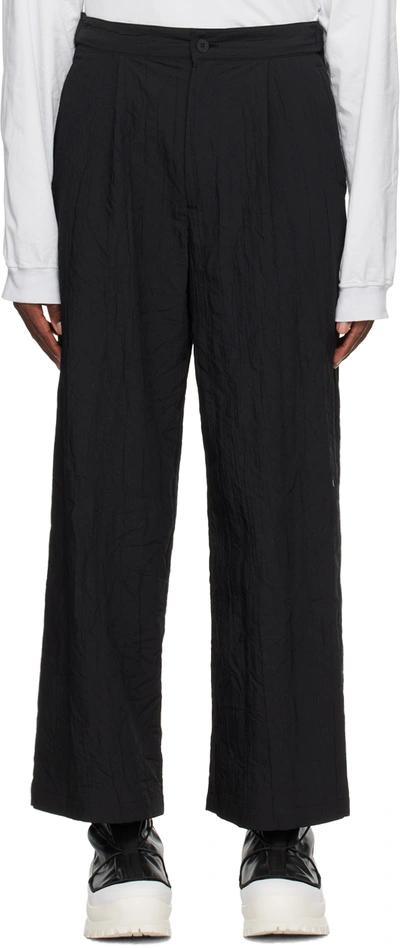 Vein Black Crinkled Trousers