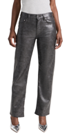 Agolde Sloane Leather-blend Straight-leg Pants In Grey