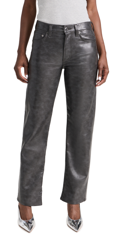 Agolde Sloane Leather-blend Straight-leg Pants In Smoke