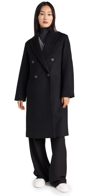 VINCE WOOL DOUBLE BREASTED COAT BLACK
