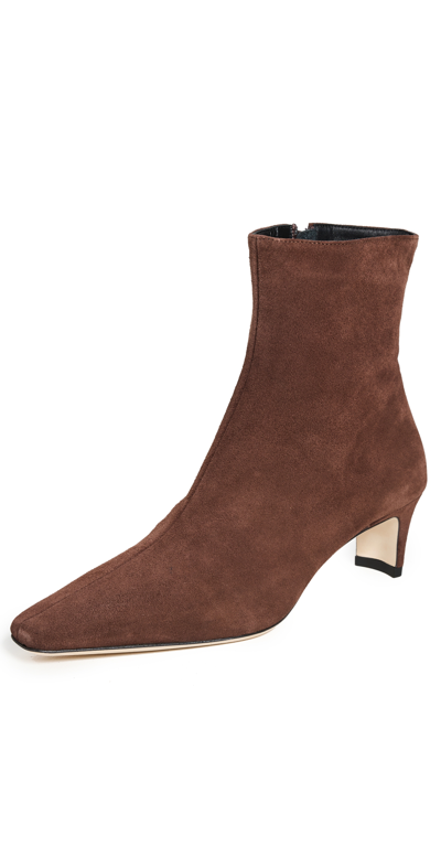 Staud Wally Suede Ankle Boots In Mahogany