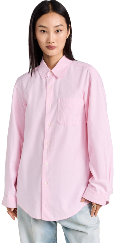 R13 Long-sleeve Seamless Button-front Shirt In Lt Pink