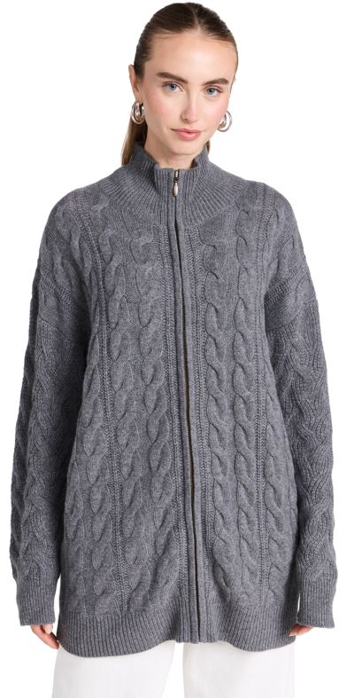 Le Kasha Akita Cashmere Cardigan In Mid Grey