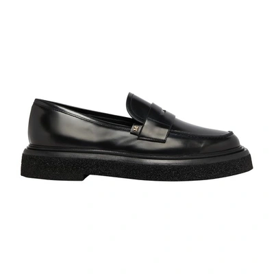 Max Mara Crepeloafer Leather Loafers In Nero