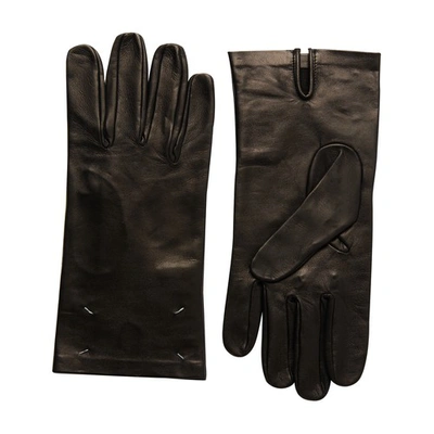 Maison Margiela Leather Four Stitches Gloves In Black