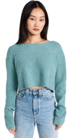 LE KASHA CANNES CASHMERE CROPPED SWEATER MINERAL GREEN